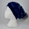 Mütze Blau mit Glitzer und Bommel