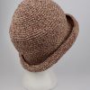 Sommerhut gehäkelt beige weinrot gold