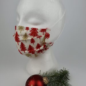 Maske (Erwachsene) rote Tannenbäume - mit Nasenbügel