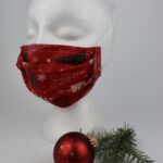 Maske (Kinder) Tannenbäume auf rotem Stoff - mit Nasenbügel