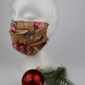 Maske (Erwachsene) weihnachtlicher Stoff - mit Nasenbügel