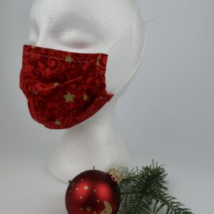 Maske (Kinder) rot mit Sternen - mit Nasenbügel