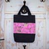 Upcycling Jeanstasche mit Hemd als Futter braun/rosa